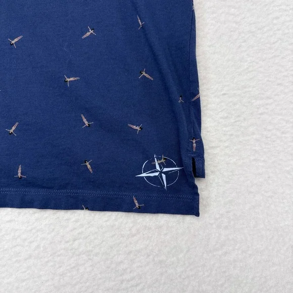 B Draddy Polo Shirt Mens Size Medium Blue Sunbathing Print Stretch Cotton Golf - Picture 7 of 10